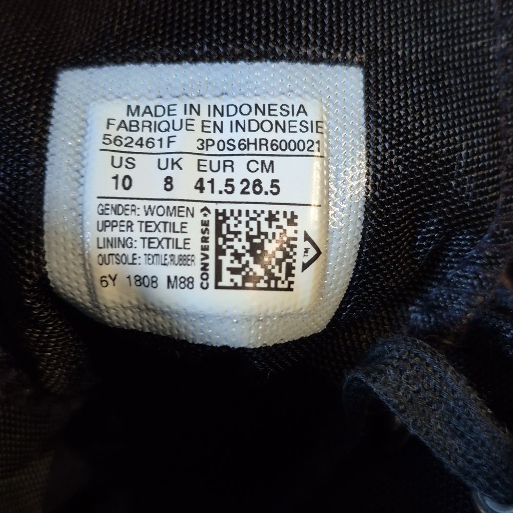 Converse Chuck Taylor All Star HI •Womens 10•Black-Icon Violet-Cool Grey - Picture 6 of 10